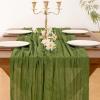 imageSocomi Beige Cheesecloth Table Runner Easter Spring Boho Rustic Gauze 120 inch 10FT Cheese Cloth Runner for Wedding Party Baby Shower Birthday Home Decor Holiday DecorationsCampsite Green