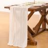 imageSocomi Beige Cheesecloth Table Runner Easter Spring Boho Rustic Gauze 120 inch 10FT Cheese Cloth Runner for Wedding Party Baby Shower Birthday Home Decor Holiday DecorationsIvory