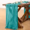 imageSocomi Beige Cheesecloth Table Runner Easter Spring Boho Rustic Gauze 120 inch 10FT Cheese Cloth Runner for Wedding Party Baby Shower Birthday Home Decor Holiday DecorationsTeal Blue