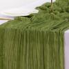 imageSocomi Beige Cheesecloth Table Runner Easter Spring Boho Rustic Gauze 120 inch 10FT Cheese Cloth Runner for Wedding Party Baby Shower Birthday Home Decor Holiday DecorationsCampsite Green