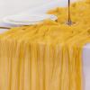 imageSocomi Beige Cheesecloth Table Runner Easter Spring Boho Rustic Gauze 120 inch 10FT Cheese Cloth Runner for Wedding Party Baby Shower Birthday Home Decor Holiday DecorationsGold