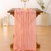 imageSocomi Beige Cheesecloth Table Runner Easter Spring Boho Rustic Gauze 120 inch 10FT Cheese Cloth Runner for Wedding Party Baby Shower Birthday Home Decor Holiday DecorationsCoral