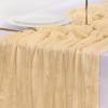 imageSocomi Beige Cheesecloth Table Runner Easter Spring Boho Rustic Gauze 120 inch 10FT Cheese Cloth Runner for Wedding Party Baby Shower Birthday Home Decor Holiday DecorationsSand