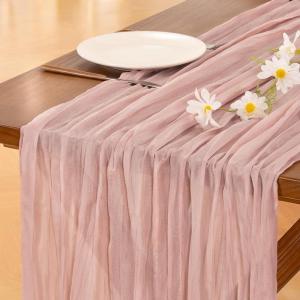 imageSocomi Beige Cheesecloth Table Runner Easter Spring Boho Rustic Gauze 120 inch 10FT Cheese Cloth Runner for Wedding Party Baby Shower Birthday Home Decor Holiday DecorationsDusty Pink