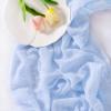 imageSocomi Easter Spring Table Runner Pastel Stripe Floral Cheesecloth Gauze 120 Inch Rustic Boho Cheese Cloth Runner for Wedding Party Baby Bridal Shower Decoration Holiday Home DecorationsBlue