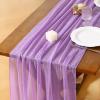 imageSocomi Easter Spring Table Runner Pastel Stripe Floral Cheesecloth Gauze 120 Inch Rustic Boho Cheese Cloth Runner for Wedding Party Baby Bridal Shower Decoration Holiday Home DecorationsLilac