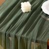 imageSocomi Easter Spring Table Runner Pastel Stripe Floral Cheesecloth Gauze 120 Inch Rustic Boho Cheese Cloth Runner for Wedding Party Baby Bridal Shower Decoration Holiday Home DecorationsOlive Green
