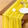 imageSocomi Easter Spring Table Runner Pastel Stripe Floral Cheesecloth Gauze 120 Inch Rustic Boho Cheese Cloth Runner for Wedding Party Baby Bridal Shower Decoration Holiday Home DecorationsYellow