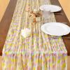 imageSocomi Easter Spring Table Runner Pastel Stripe Floral Cheesecloth Gauze 120 Inch Rustic Boho Cheese Cloth Runner for Wedding Party Baby Bridal Shower Decoration Holiday Home DecorationsDiamond