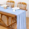 imageSocomi Easter Spring Table Runner Pastel Stripe Floral Cheesecloth Gauze 120 Inch Rustic Boho Cheese Cloth Runner for Wedding Party Baby Bridal Shower Decoration Holiday Home DecorationsBlue