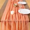 imageSocomi Easter Spring Table Runner Pastel Stripe Floral Cheesecloth Gauze 120 Inch Rustic Boho Cheese Cloth Runner for Wedding Party Baby Bridal Shower Decoration Holiday Home DecorationsPeach