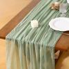 imageSocomi Easter Spring Table Runner Pastel Stripe Floral Cheesecloth Gauze 120 Inch Rustic Boho Cheese Cloth Runner for Wedding Party Baby Bridal Shower Decoration Holiday Home DecorationsSage Green