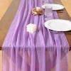 imageSocomi Easter Spring Table Runner Pastel Stripe Floral Cheesecloth Gauze 120 Inch Rustic Boho Cheese Cloth Runner for Wedding Party Baby Bridal Shower Decoration Holiday Home DecorationsLilac