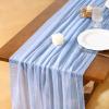imageSocomi Easter Spring Table Runner Pastel Stripe Floral Cheesecloth Gauze 120 Inch Rustic Boho Cheese Cloth Runner for Wedding Party Baby Bridal Shower Decoration Holiday Home DecorationsBlue