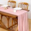 imageSocomi Easter Spring Table Runner Pastel Stripe Floral Cheesecloth Gauze 120 Inch Rustic Boho Cheese Cloth Runner for Wedding Party Baby Bridal Shower Decoration Holiday Home DecorationsBlush Pink