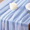 imageSocomi Easter Spring Table Runner Pastel Stripe Floral Cheesecloth Gauze 120 Inch Rustic Boho Cheese Cloth Runner for Wedding Party Baby Bridal Shower Decoration Holiday Home DecorationsBlue