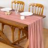 imageSocomi Easter Spring Table Runner Pastel Stripe Floral Cheesecloth Gauze 120 Inch Rustic Boho Cheese Cloth Runner for Wedding Party Baby Bridal Shower Decoration Holiday Home DecorationsRose Gold