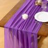 imageSocomi Easter Spring Table Runner Pastel Stripe Floral Cheesecloth Gauze 120 Inch Rustic Boho Cheese Cloth Runner for Wedding Party Baby Bridal Shower Decoration Holiday Home DecorationsPurple