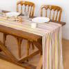 imageSocomi Easter Spring Table Runner Pastel Stripe Floral Cheesecloth Gauze 120 Inch Rustic Boho Cheese Cloth Runner for Wedding Party Baby Bridal Shower Decoration Holiday Home DecorationsStripe
