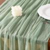 imageSocomi Easter Spring Table Runner Pastel Stripe Floral Cheesecloth Gauze 120 Inch Rustic Boho Cheese Cloth Runner for Wedding Party Baby Bridal Shower Decoration Holiday Home DecorationsSage Green