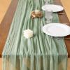 imageSocomi Easter Spring Table Runner Pastel Stripe Floral Cheesecloth Gauze 120 Inch Rustic Boho Cheese Cloth Runner for Wedding Party Baby Bridal Shower Decoration Holiday Home DecorationsSage Green
