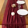 imageSocomi Easter Spring Table Runner Pastel Stripe Floral Cheesecloth Gauze 120 Inch Rustic Boho Cheese Cloth Runner for Wedding Party Baby Bridal Shower Decoration Holiday Home DecorationsBurgundy