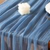 imageSocomi Easter Spring Table Runner Pastel Stripe Floral Cheesecloth Gauze 120 Inch Rustic Boho Cheese Cloth Runner for Wedding Party Baby Bridal Shower Decoration Holiday Home DecorationsDusty Blue