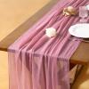imageSocomi Easter Spring Table Runner Pastel Stripe Floral Cheesecloth Gauze 120 Inch Rustic Boho Cheese Cloth Runner for Wedding Party Baby Bridal Shower Decoration Holiday Home DecorationsMauve