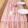 imageSocomi Easter Spring Table Runner Pastel Stripe Floral Cheesecloth Gauze 120 Inch Rustic Boho Cheese Cloth Runner for Wedding Party Baby Bridal Shower Decoration Holiday Home DecorationsBlush Pink
