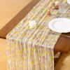 imageSocomi Easter Spring Table Runner Pastel Stripe Floral Cheesecloth Gauze 120 Inch Rustic Boho Cheese Cloth Runner for Wedding Party Baby Bridal Shower Decoration Holiday Home DecorationsDiamond