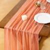 imageSocomi Easter Spring Table Runner Pastel Stripe Floral Cheesecloth Gauze 120 Inch Rustic Boho Cheese Cloth Runner for Wedding Party Baby Bridal Shower Decoration Holiday Home DecorationsPeach