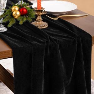 imageSocomi Red Heart Valentines Day Romantic Plush Fluffy Faux Fur Jacquard Table Runner for Holiday Kitchen Dining Table Decoration Home Party Decor 13x72 InchBlack