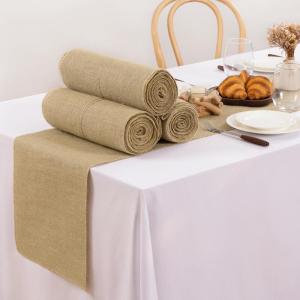imageSocomi 1 Pack 12 inch x 10 Yards Burlap Table Runner Rustic Jute Table Runner Burlap Fabric for Farmhouse Kitchen Coffee Table Wedding Baby Shower